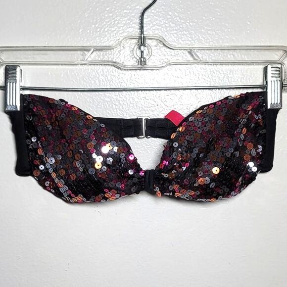 Victoria’s Secret Swim Sequin Black Multi Bandeau Strapless Bikini Top Small - Picture 2 of 8